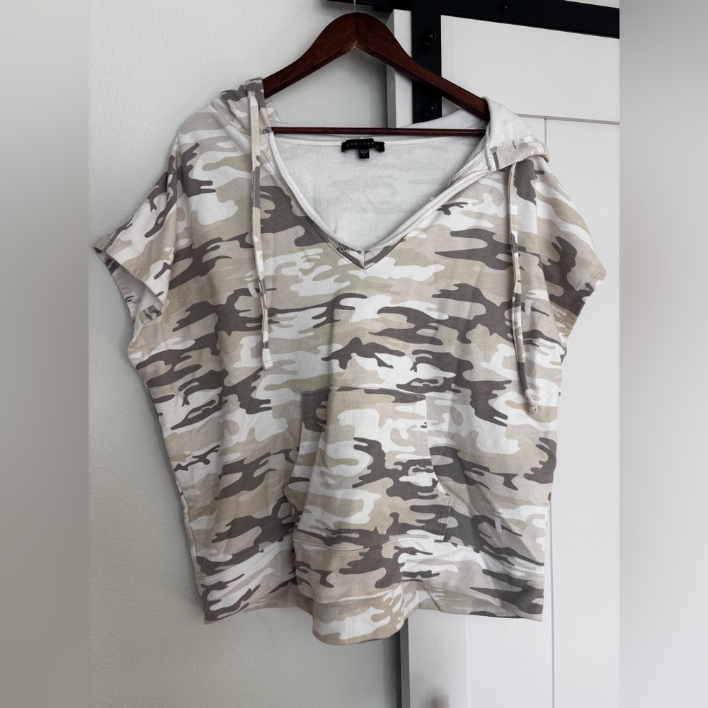 Sanctuary Beige and White Camouflage Hoodie